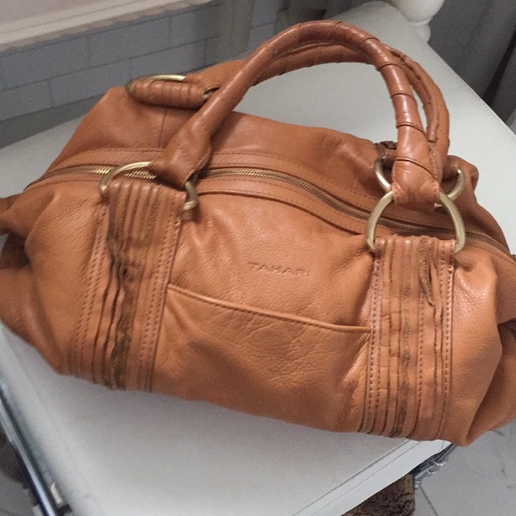 tahari kat leather tote